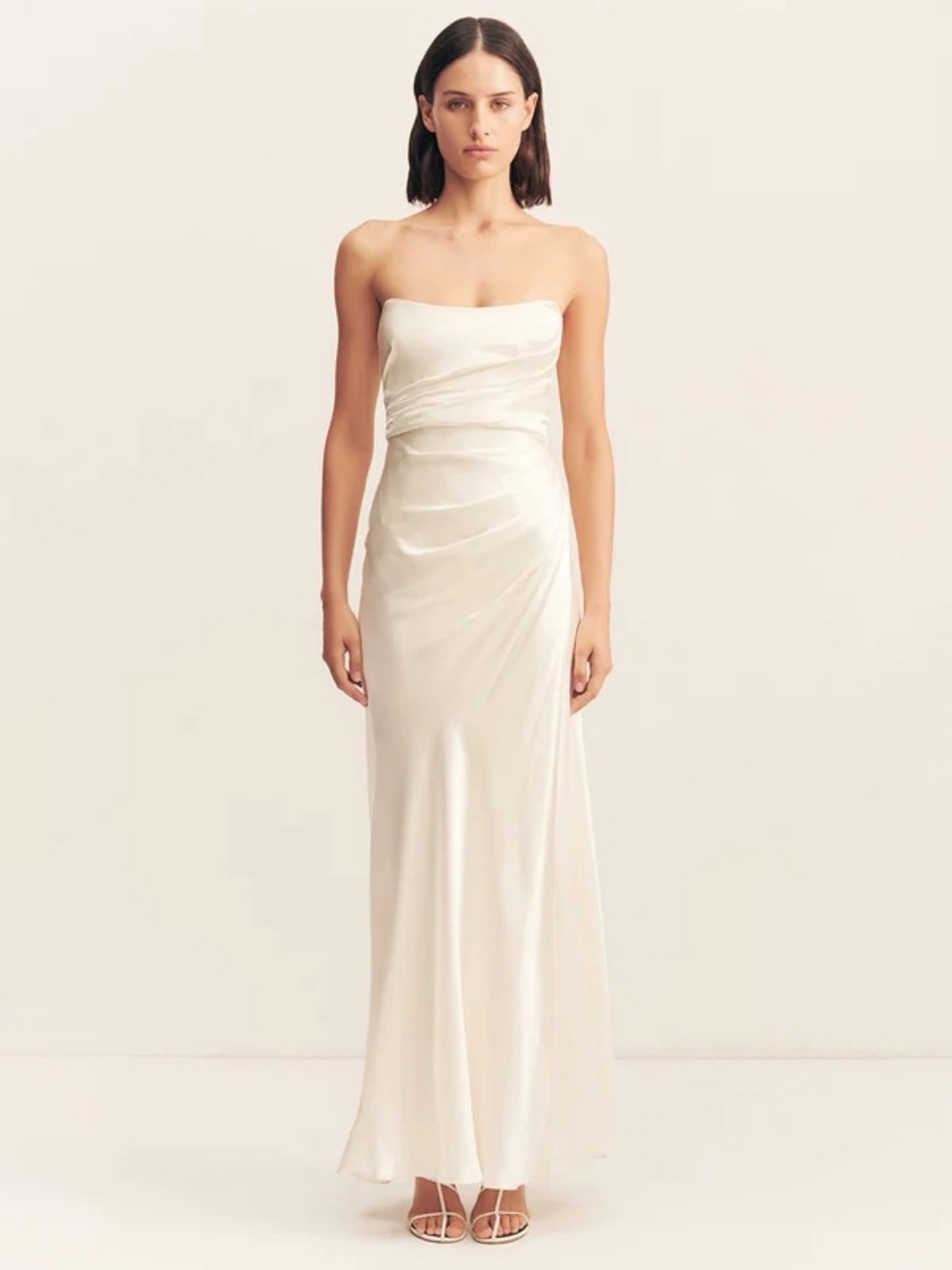 Shona Joy Ivory Strapless Satin Gown